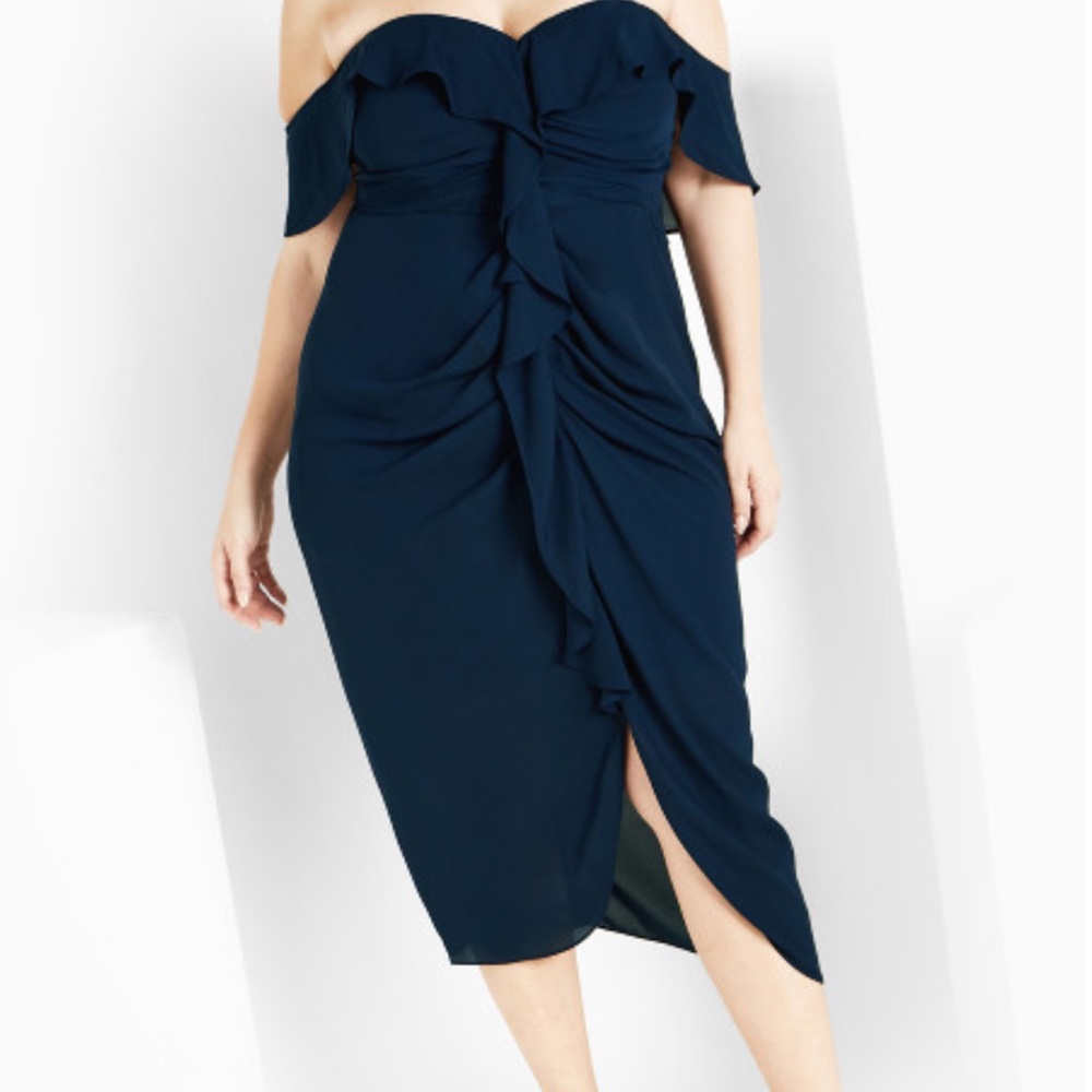 City Chic Navy Ruffle Dress